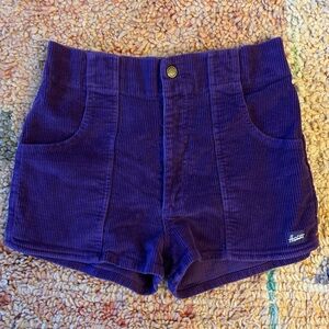 High Waist Purple Corduroy Shorts